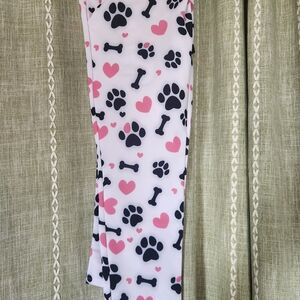 Women's Pet Print Leggings - Pink Hearts & Black Paws